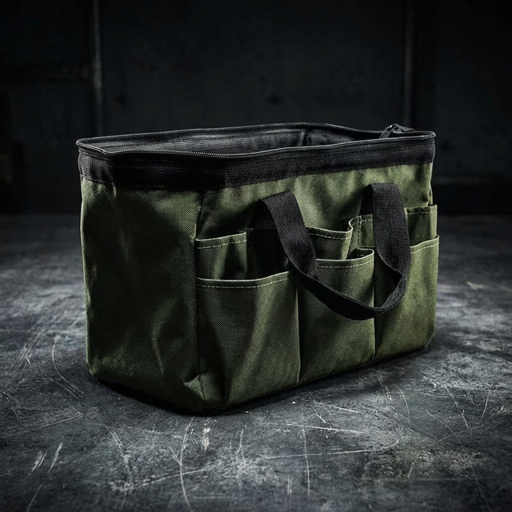 Large Wide-Mouth Tool Bag - Waterproof 600D Oxford Canvas Storage Organizer for Mechanics & DIY