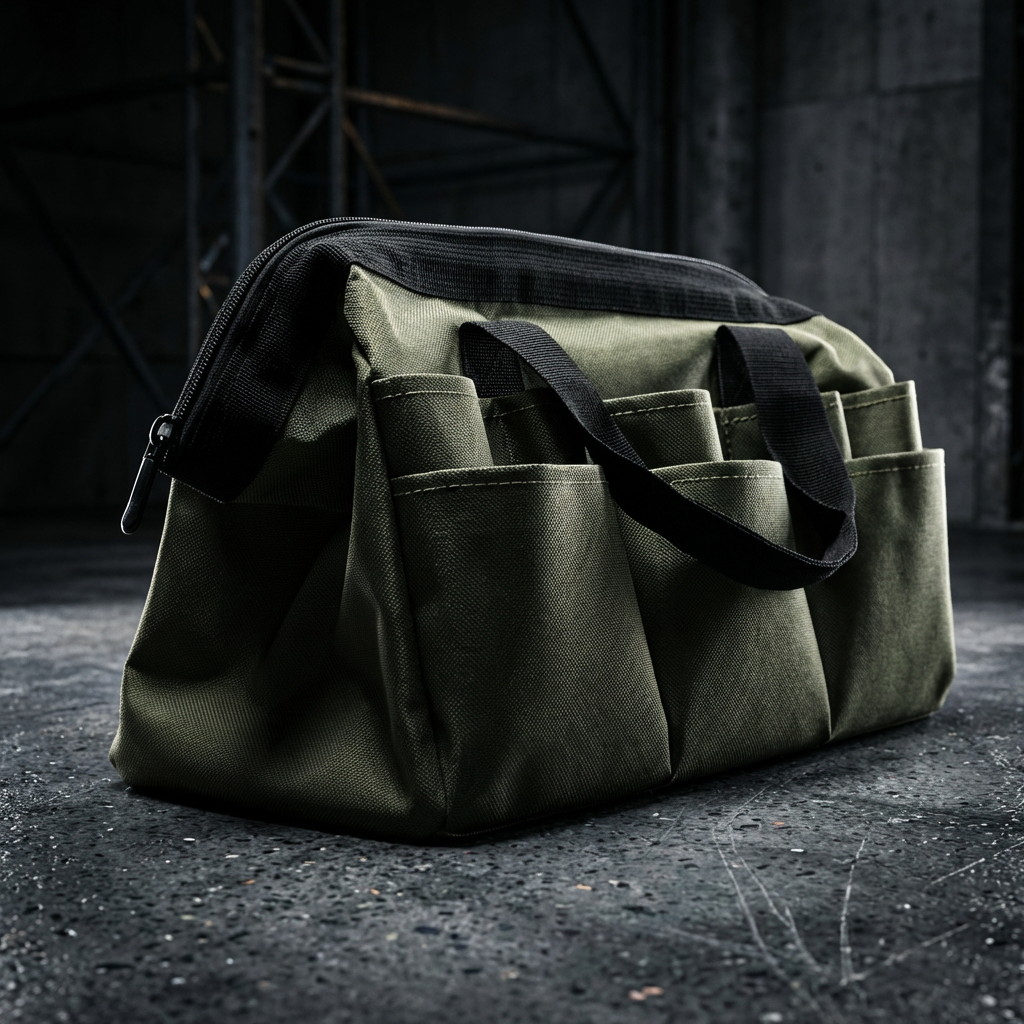Large Wide-Mouth Tool Bag - Waterproof 600D Oxford Canvas Storage Organizer for Mechanics & DIY