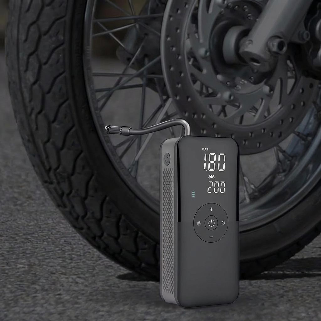 Portable Tire Inflator Air Compressor - Cordless Car Tire Pump with Digital Pressure Gauge & Emergency Light