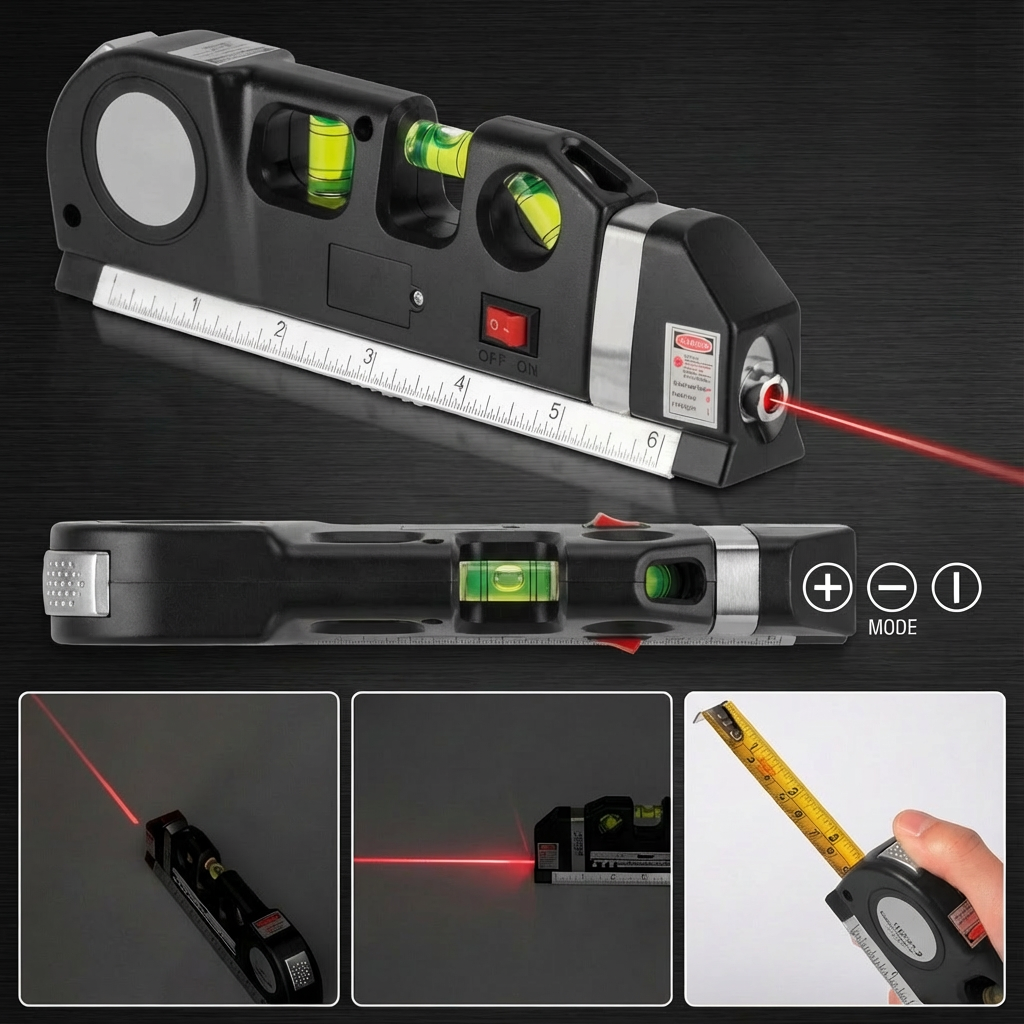 Laser Level Tool with Measuring Tape & Tripod