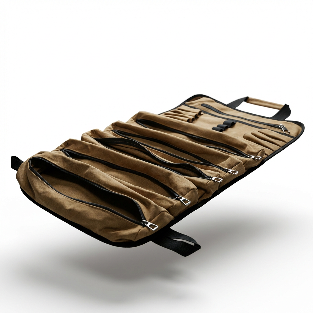 Portable Roll Up Tool Organizer - 40LB Capacity Canvas Repair Bag with Shoulder Strap
