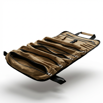 Portable Roll Up Tool Organizer - 40LB Capacity Canvas Repair Bag with Shoulder Strap
