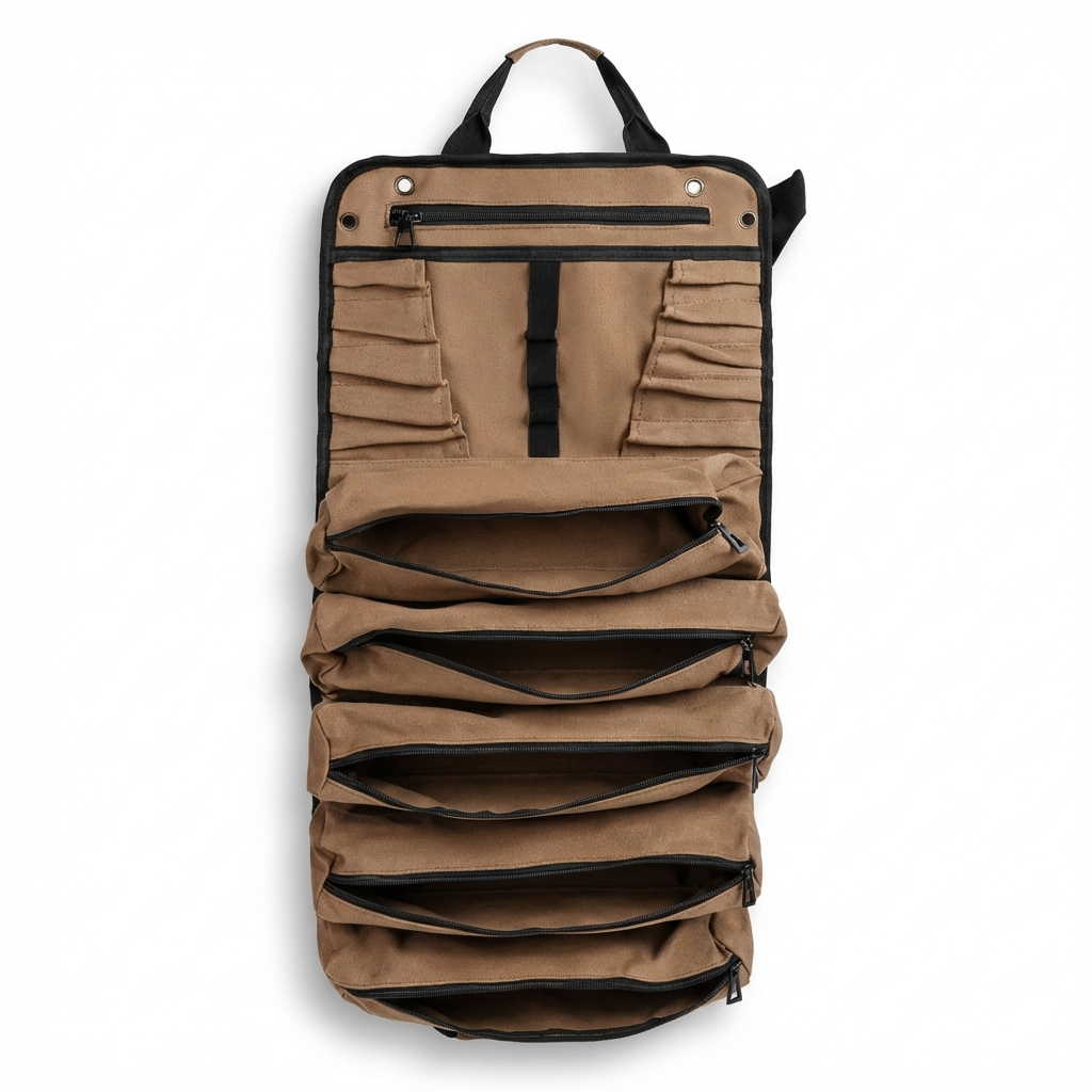 Portable Roll Up Tool Organizer - 40LB Capacity Canvas Repair Bag with Shoulder Strap