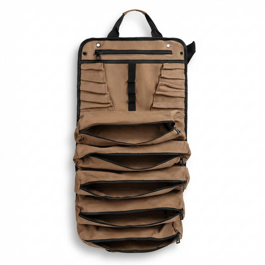 Portable Roll Up Tool Organizer - 40LB Capacity Canvas Repair Bag with Shoulder Strap