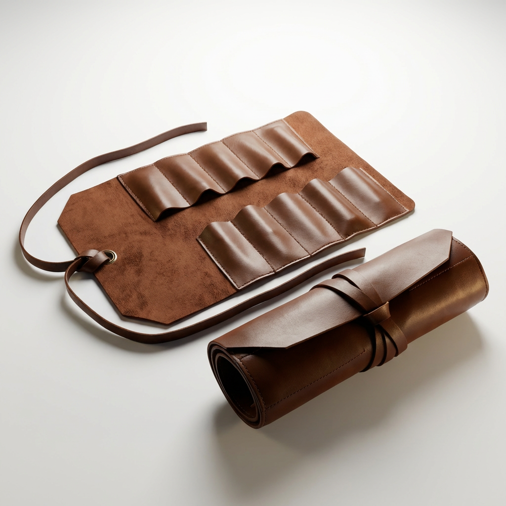 Handcrafted PU Leather Tool Roll - Compact Storage Sleeve for Wrenches, Screwdrivers & Hand Tools