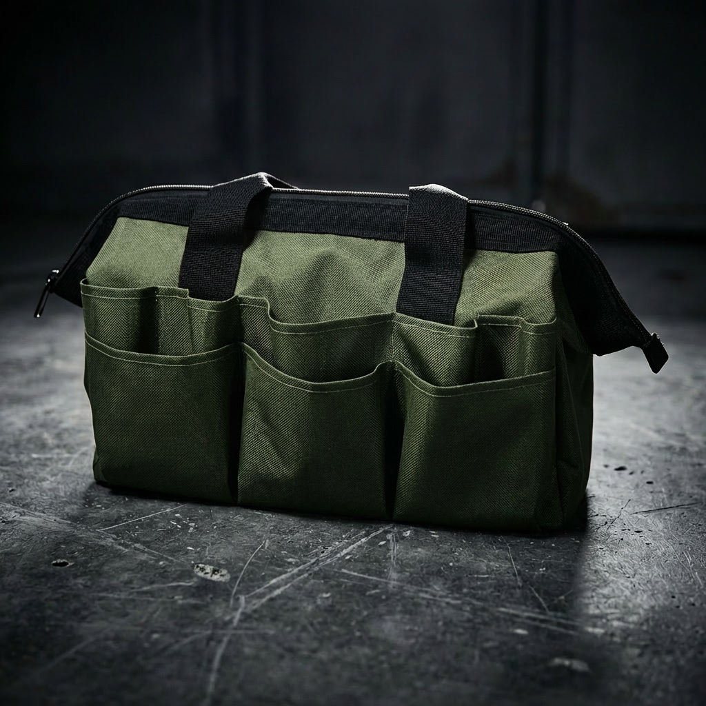 Large Wide-Mouth Tool Bag - Waterproof 600D Oxford Canvas Storage Organizer for Mechanics & DIY