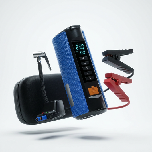 4-in-1 Car Jump Starter & Tire Inflator Pump - 10000mAh Emergency Power Supply