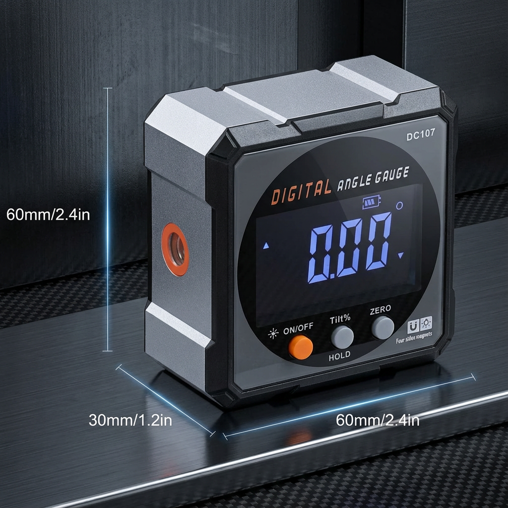 Digital Angle Gauge with Magnetic Base, USB Rechargeable