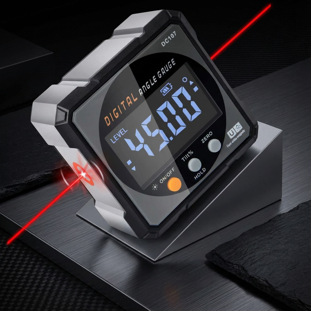 Digital Angle Gauge with Magnetic Base, USB Rechargeable