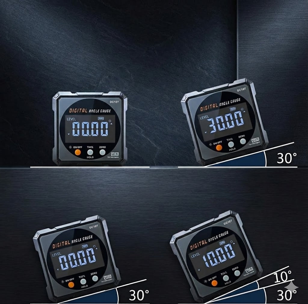 Digital Angle Gauge with Magnetic Base, USB Rechargeable
